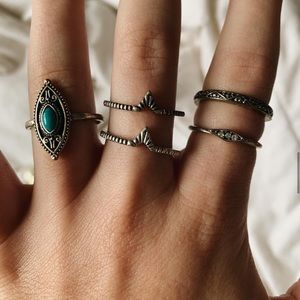 Silver ring set (American Eagle, forever 21)